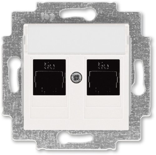 Розетка компьютерная без рамки ABB EPJ Levit 2-м. RJ45+RJ45 5e жемчуг картинка